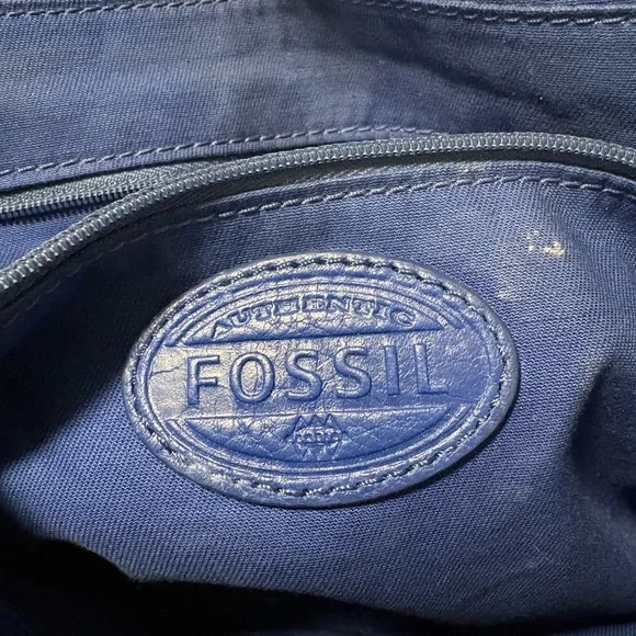 FOSSIL Preston Royal Blue Pebble Grain Leather Flap Crossbody Bag #ZB5875 - Picture 8 of 14